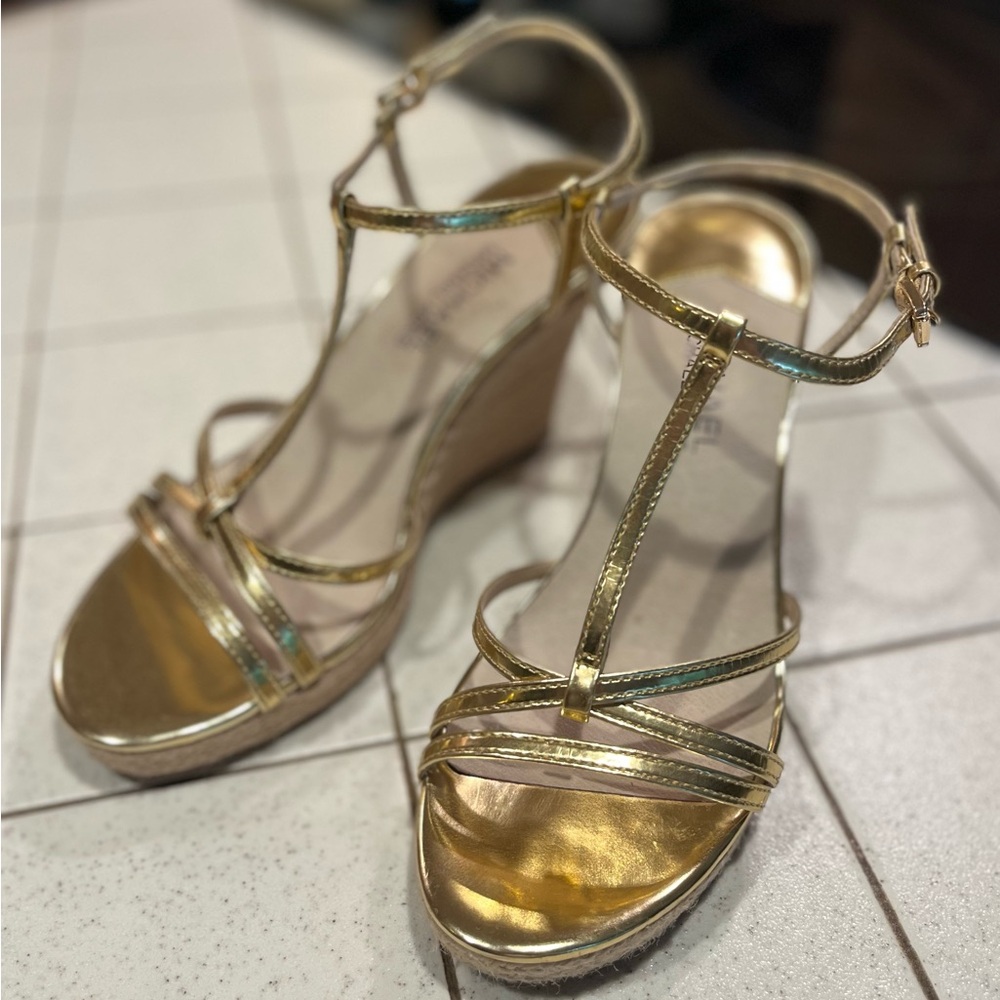 Michael Kors Gold Strappy Wedges